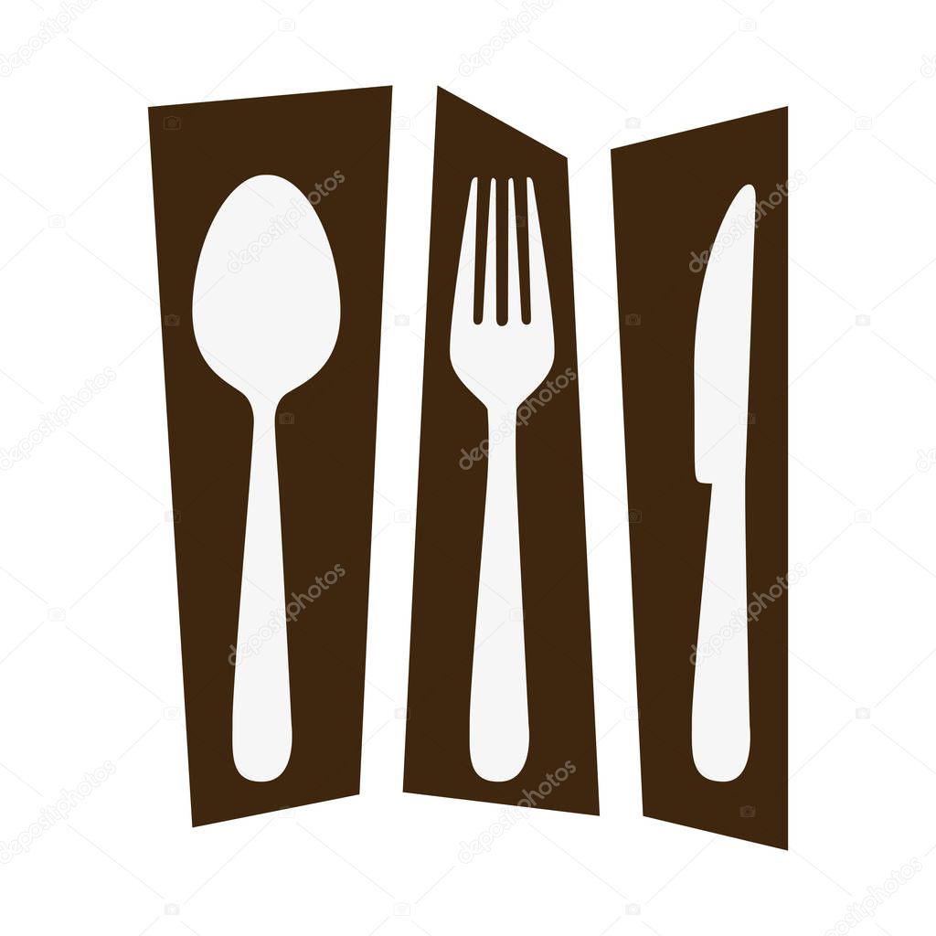 rectangle banner frame separated with silhouettes cutlery kitchen elements