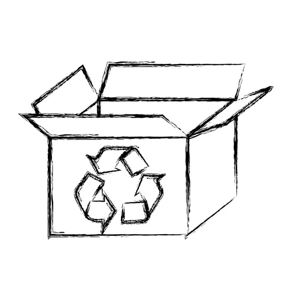Niewyraźne sylwetki pudełko kartonowe z symbolem recyklingu — Wektor stockowy