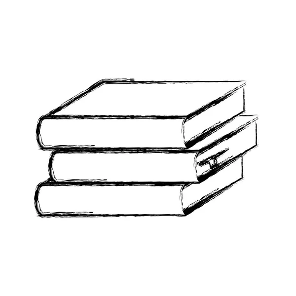 Розмитий набір силует стек шкільних книг значок — стоковий вектор