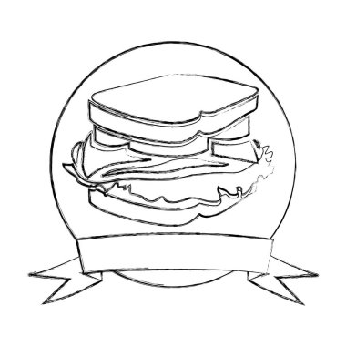 tek renkli dairesel çerçeve şerit ve bir sandviç taslağını