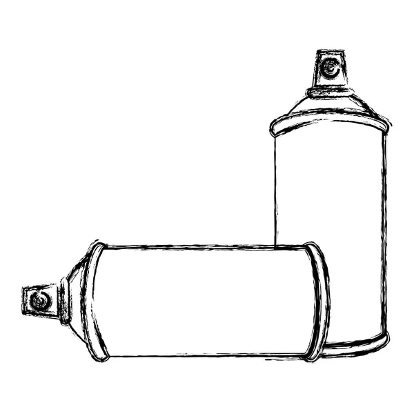 Ensemble de contour flou aérosol bouteille icône plat — Image vectorielle