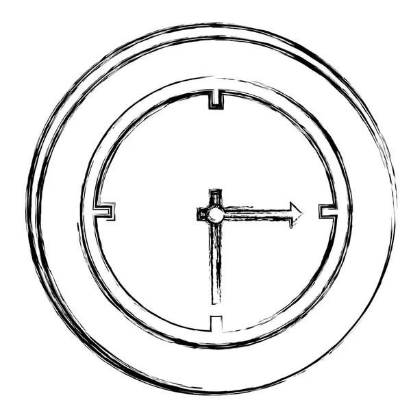 Contorno borrado quadro circular com dispositivo de relógio silhueta —  Vetores de Stock