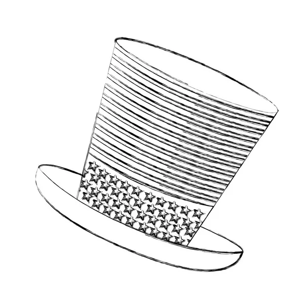 与美国国旗设计的模糊的轮廓装饰帽子 — 图库矢量图片