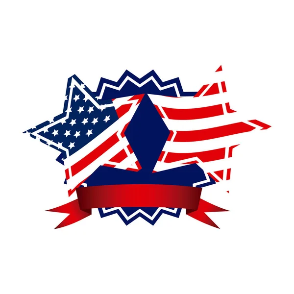 Emblème et étoiles icône du jour de l'indépendance — Image vectorielle