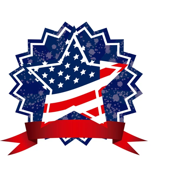 Emblema del día de la independencia con las estrellas y rayas icono — Archivo Imágenes Vectoriales