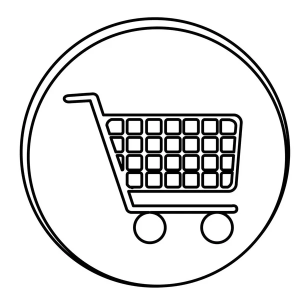Figure voiture faisant du shopping emblème icône — Image vectorielle