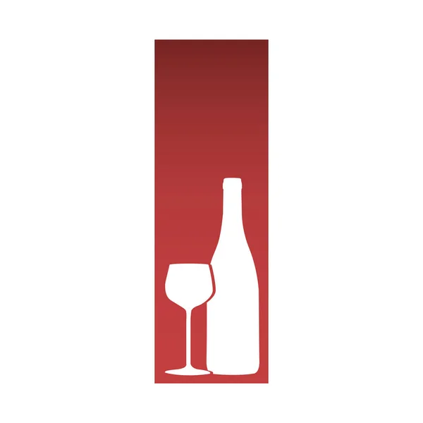 Symbole bouteille de vin avec icône en verre — Image vectorielle