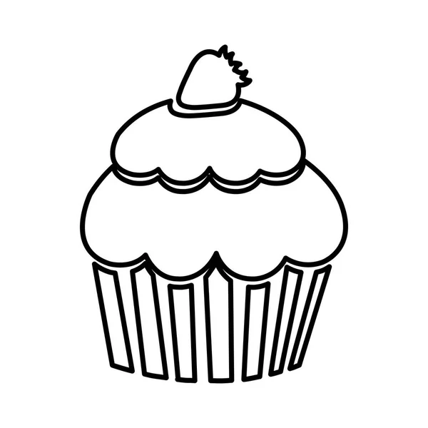 Figur Muffin mit Erdbeer-Symbol — Stockvektor