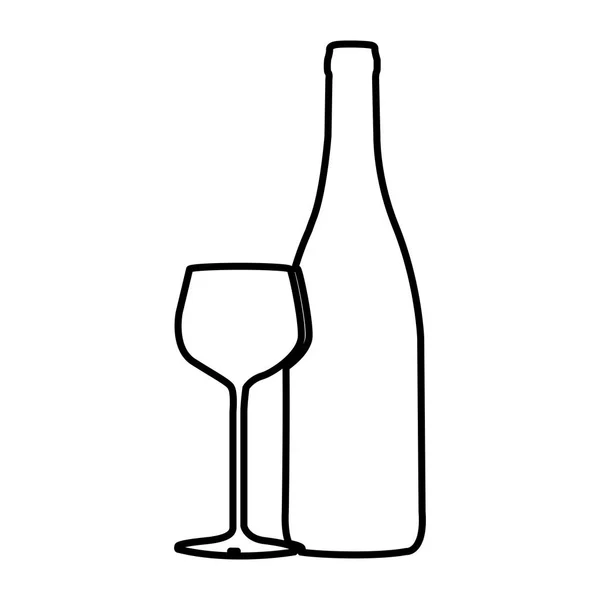Figura botella de vino con icono de vidrio — Archivo Imágenes Vectoriales
