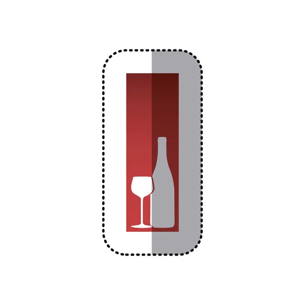 Символ бутылка вина со стеклянной иконой — стоковый вектор
