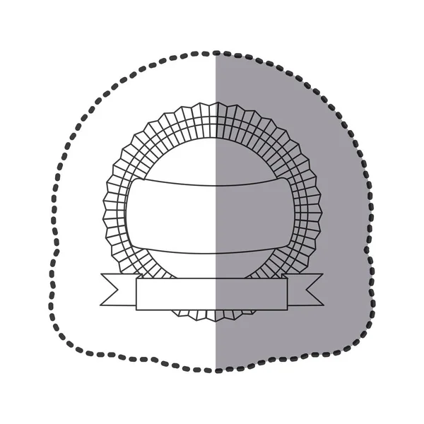 Монохромный силуэт наклейки круглой эмблемы с баннером — стоковый вектор