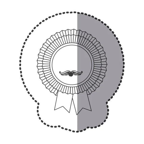 Etiqueta de silhueta monocromática de emblema circular com fita — Vetor de Stock