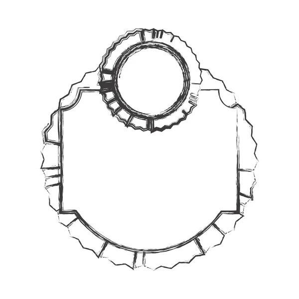 Monochrome Skizze eines heraldischen Rahmens mit kreisförmigem Emblem — Stockvektor