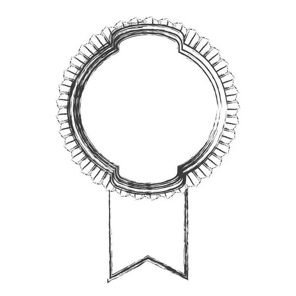Monochroom schets van cirkelvormige embleem met breed lint in de onderzijde — Stockvector