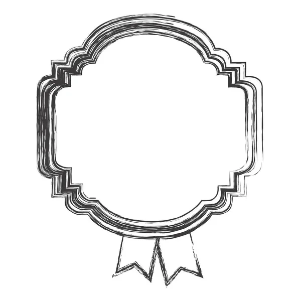 Croquis monochrome du cadre arrondi avec deux rubans — Image vectorielle