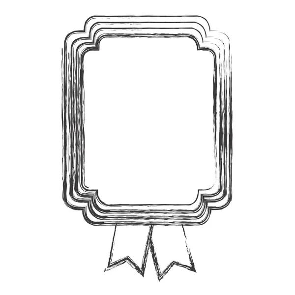 Croquis monochrome du cadre rectangulaire avec deux rubans — Image vectorielle