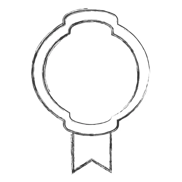 Монохромный эскиз простой круглой эмблемы с широкой лентой в нижней части — стоковый вектор