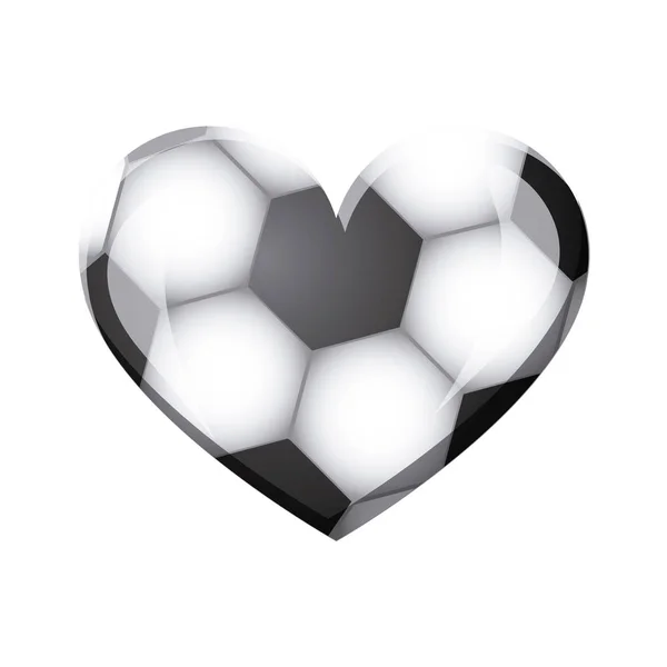 White background of heart with texture of soccer ball — Stock Vector