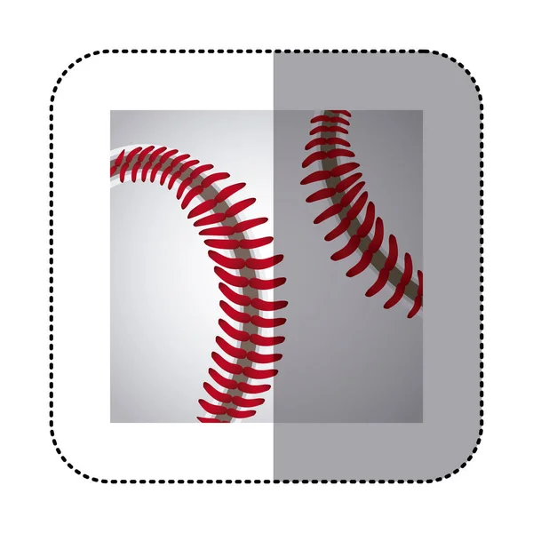 Vierkante sticker achtergrond met honkbal bal textuur — Stockvector