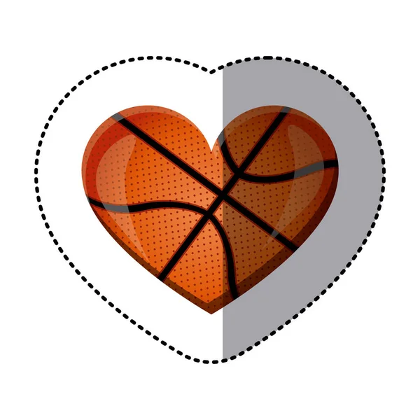 Pegatina de fondo de corazón con textura de pelota de baloncesto — Archivo Imágenes Vectoriales