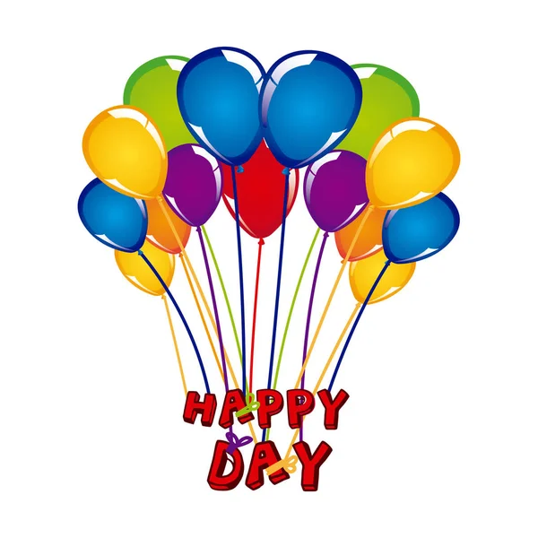 Šťastný den oslav s barevnými balónky — Stockový vektor