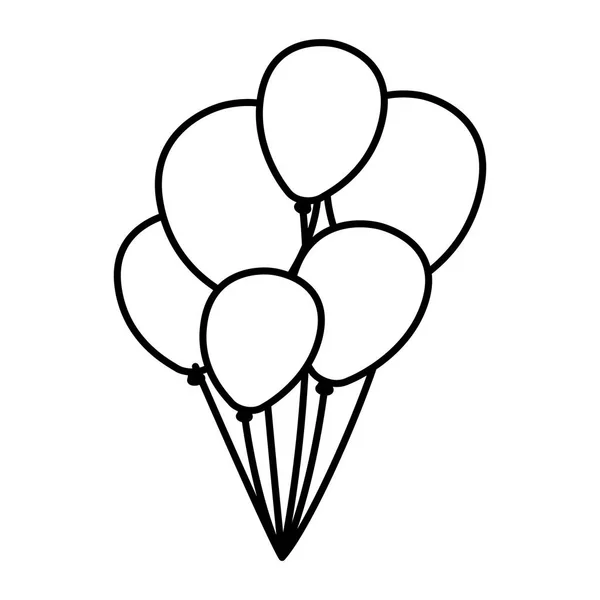 Monochromatický obrysu pozadí s balónky zblízka — Stockový vektor
