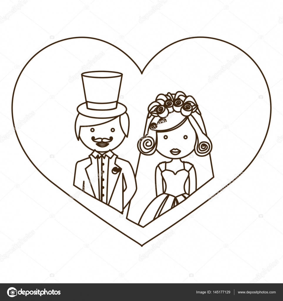Single continuous line cute married couple in romantic pose. Happy man  hugging his partner woman with wedding dress. Intimacy celebrates wedding  party. One line draw graphic design vector illustration 8990094 Vector Art