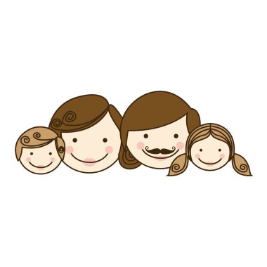 renkli siluet karikatür aile yüzler