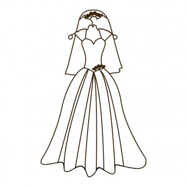 siluet kostüm elbise ve duvak gelin gül ile
