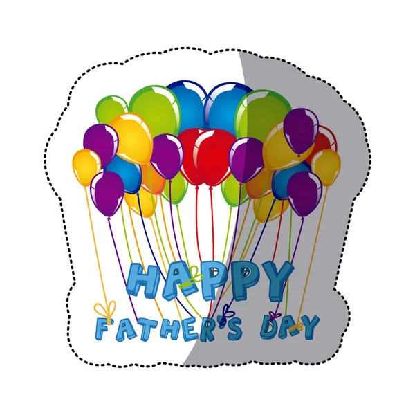 Etiqueta de celebração do dia dos pais com balões coloridos —  Vetores de Stock