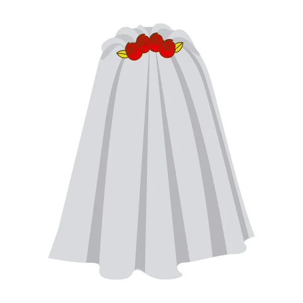 Colorato silhouette costume velo sposa con rose — Vettoriale Stock