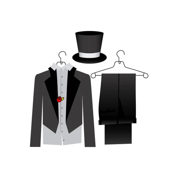 Kolorowy strój formalny garnitur z kapelusz pana młodego — Wektor stockowy