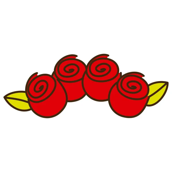 Färgglada krona av rosor med blad — Stock vektor