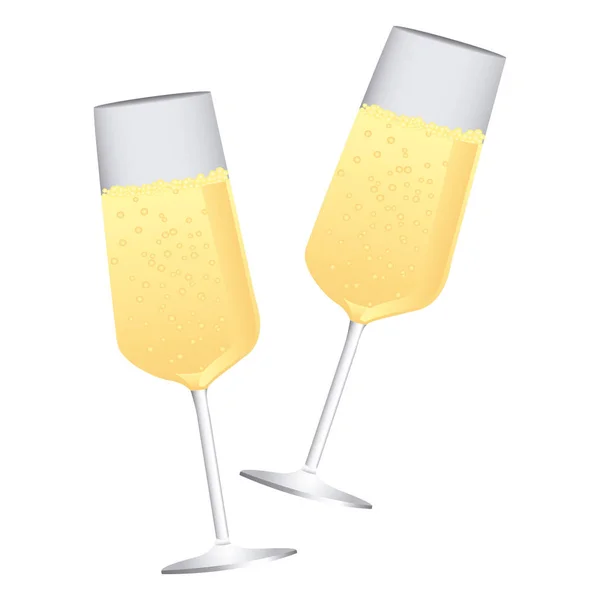 Coloré silhouette couple toast champagne verres — Image vectorielle