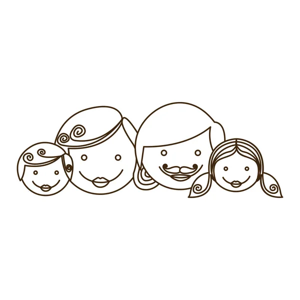 Contour tecknad familj ansikten ikonen — Stock vektor