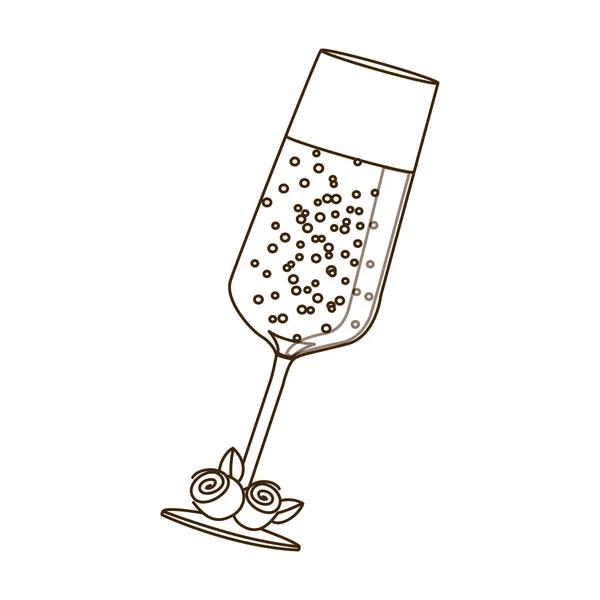 Boceto silueta copa de champán para boda — Vector de stock