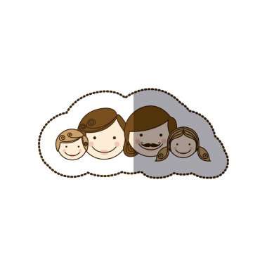 etiket renkli karikatür aile yüzler
