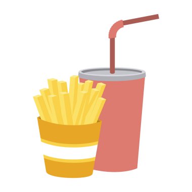 renkli siluet soda saman ve patates kızartması ile