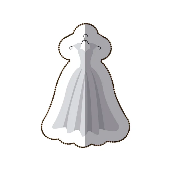 Adesivo colorido silhueta vestido de noiva traje — Vetor de Stock