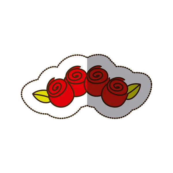 Наклейка барвиста корона з троянд з листям — стоковий вектор