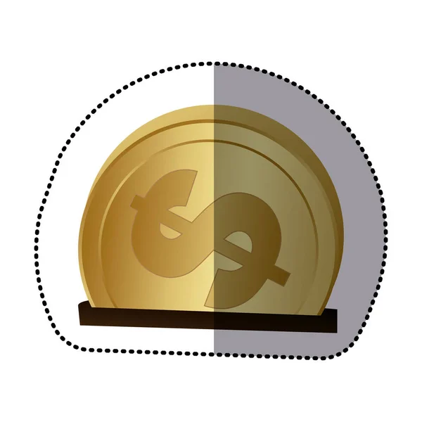 Barevná nálepka s minci v díře Pokladnička — Stockový vektor