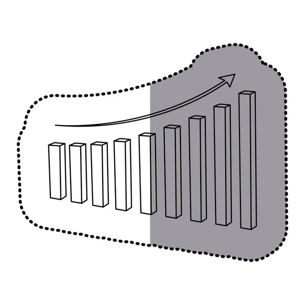 Monochromer Silhouetten-Aufkleber mit Pfeil und Statistiken — Stockvektor