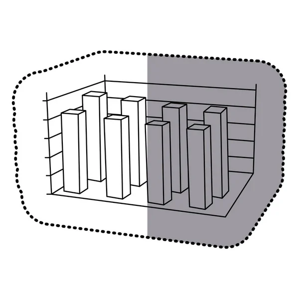 Adesivo silhouette monocromatica con barre grafiche di statistica — Vettoriale Stock