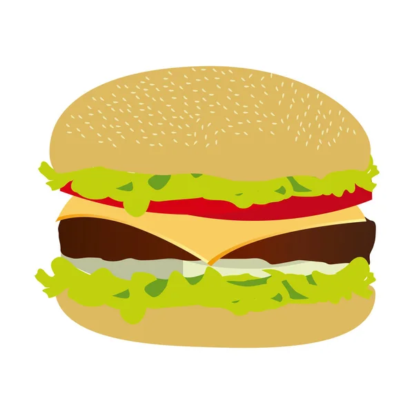 Bunte Silhouette mit großem Burger — Stockvektor