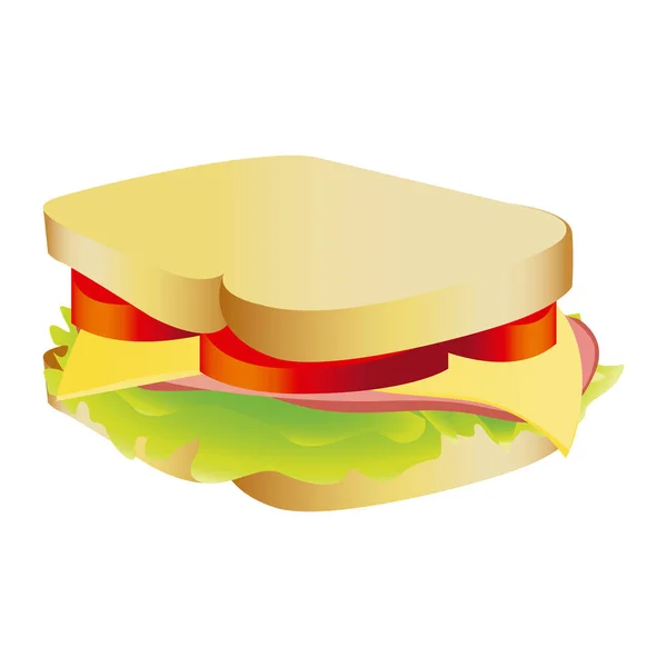 Silueta colorida con sándwich fastfood — Vector de stock