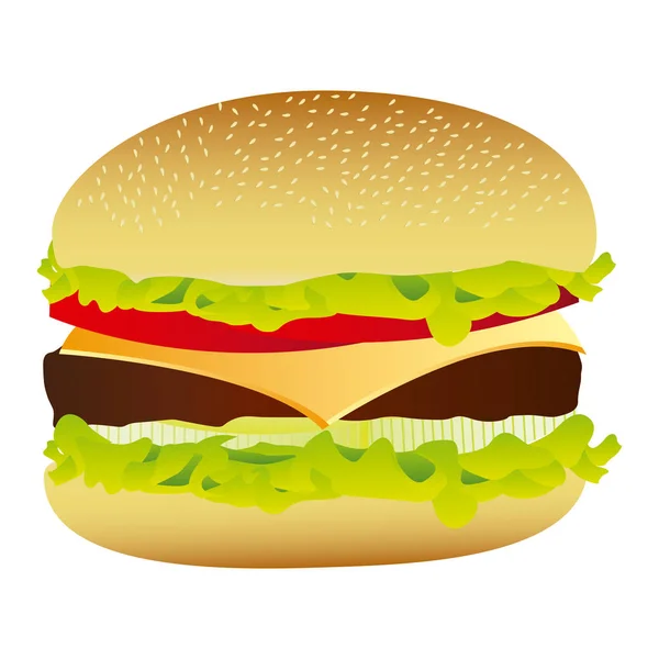 Bunte Silhouette mit großem Hamburger — Stockvektor