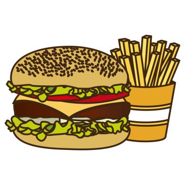 renk şekil hamburger ve patates kızartması ile