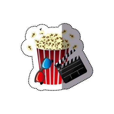patlamış mısır Kupası gözlük 3d ve clapper kurulu ile etiket rengiyle