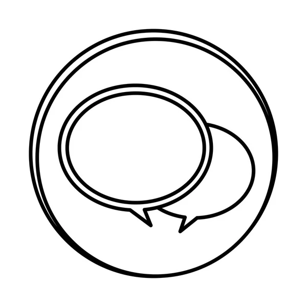 Silhouette symbole ronde chat bulles icône — Image vectorielle