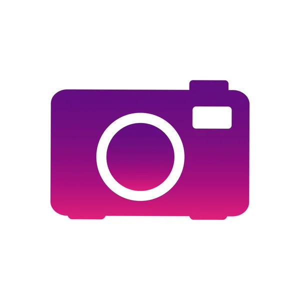 Cámara púrpura foto icono — Vector de stock